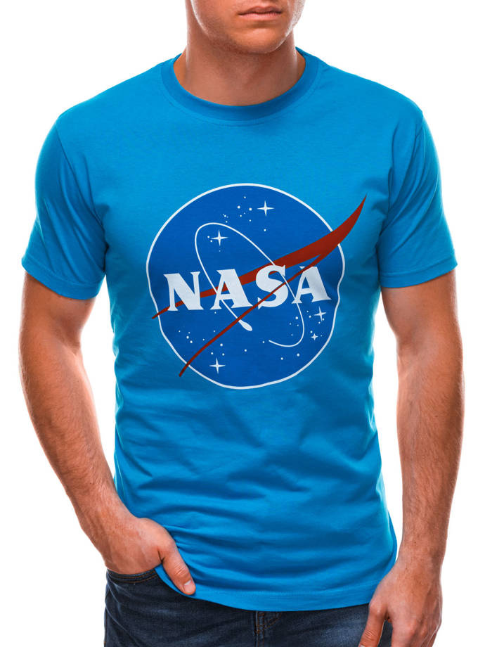 Men's printed t-shirt S1497 - blue