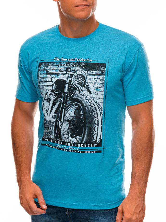 Men's printed t-shirt S1500 - light blue