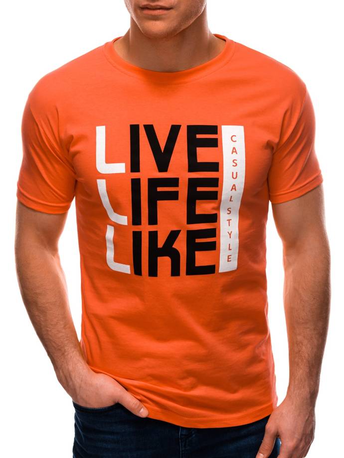 Men's printed t-shirt S1569 - orange