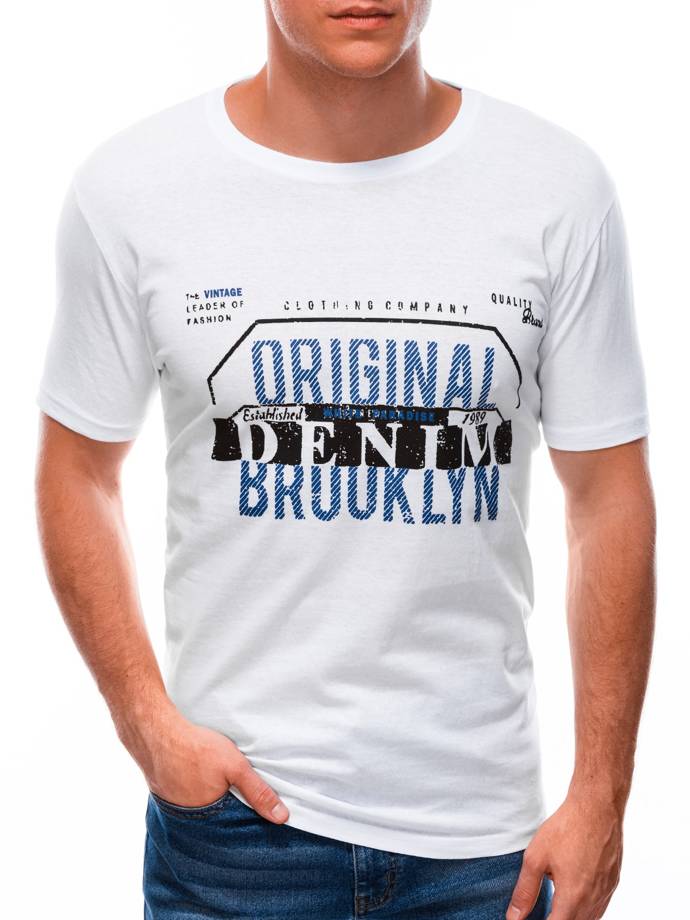 Men's printed t-shirt S1584 - white