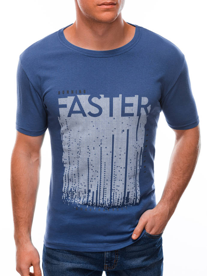 Men's printed t-shirt S1591 - blue