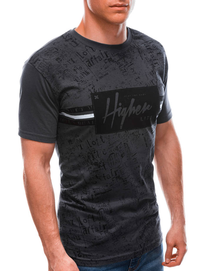 Men's printed t-shirt S1643 - dark grey
