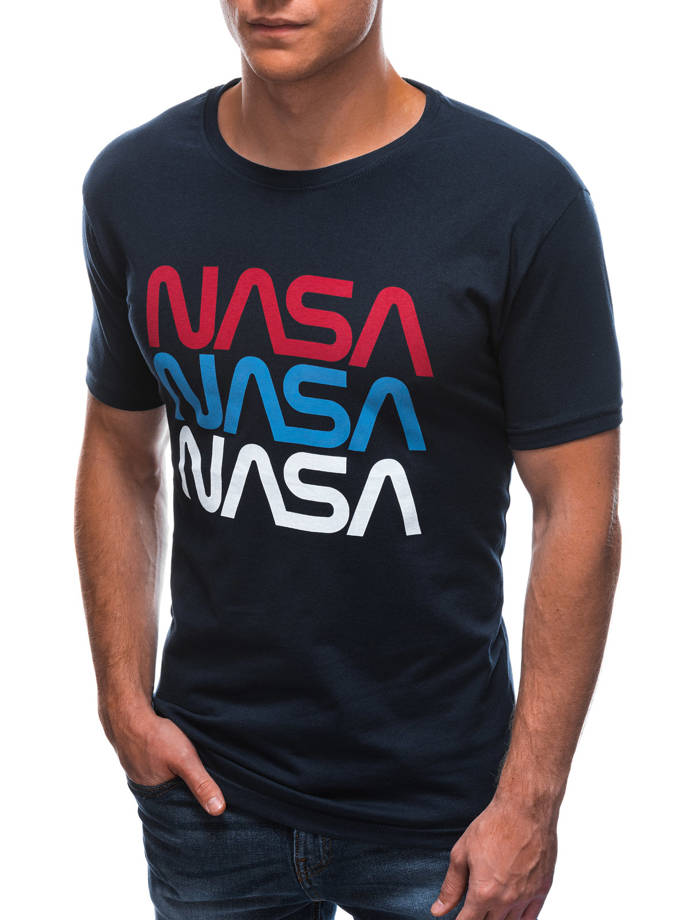 Men's printed t-shirt S1656 - navy