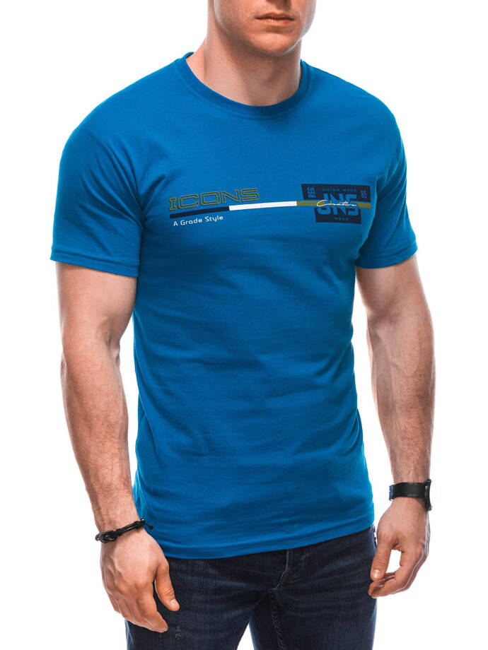 Men's printed t-shirt S1715 - blue