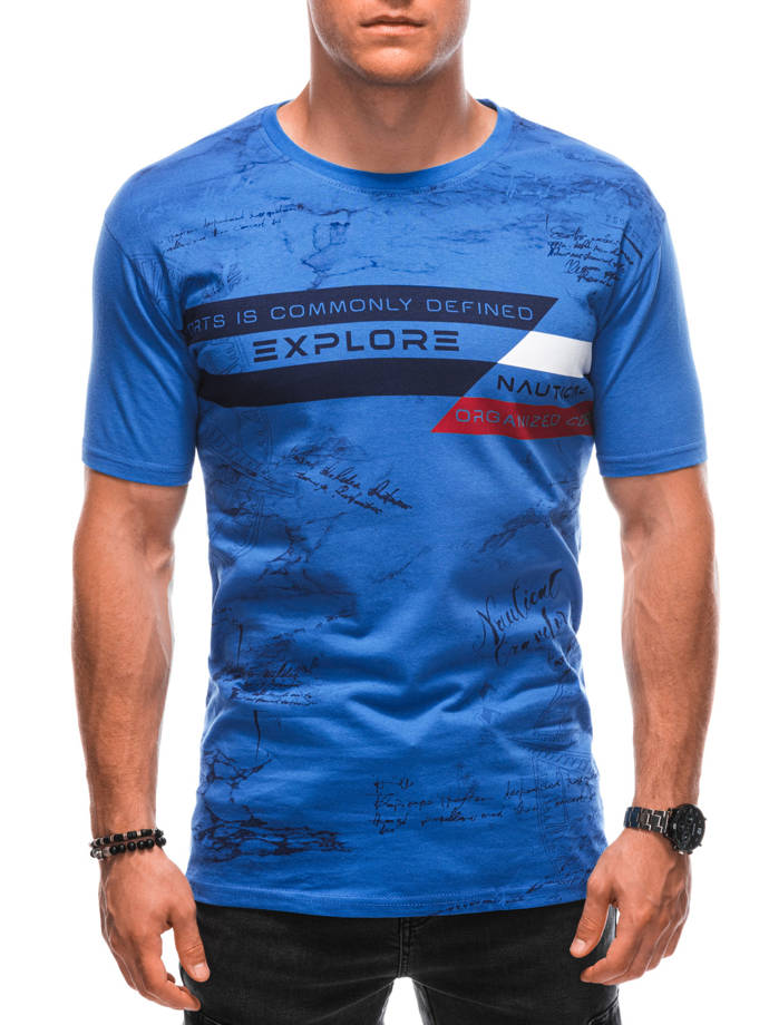 Men's printed t-shirt S1840 - dark blue