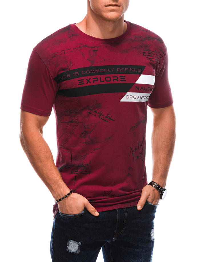 Men's printed t-shirt S1840 - red