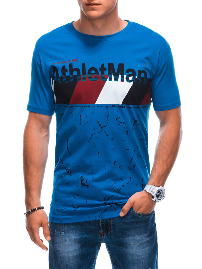 Men's printed t-shirt S1887 - blue