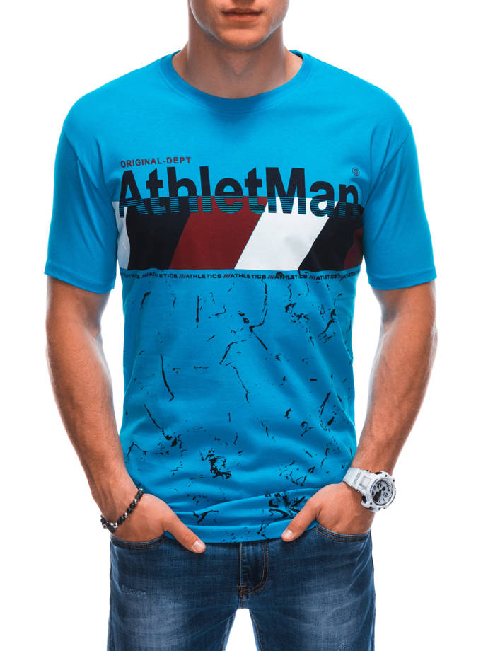 Men's printed t-shirt S1887 - light blue