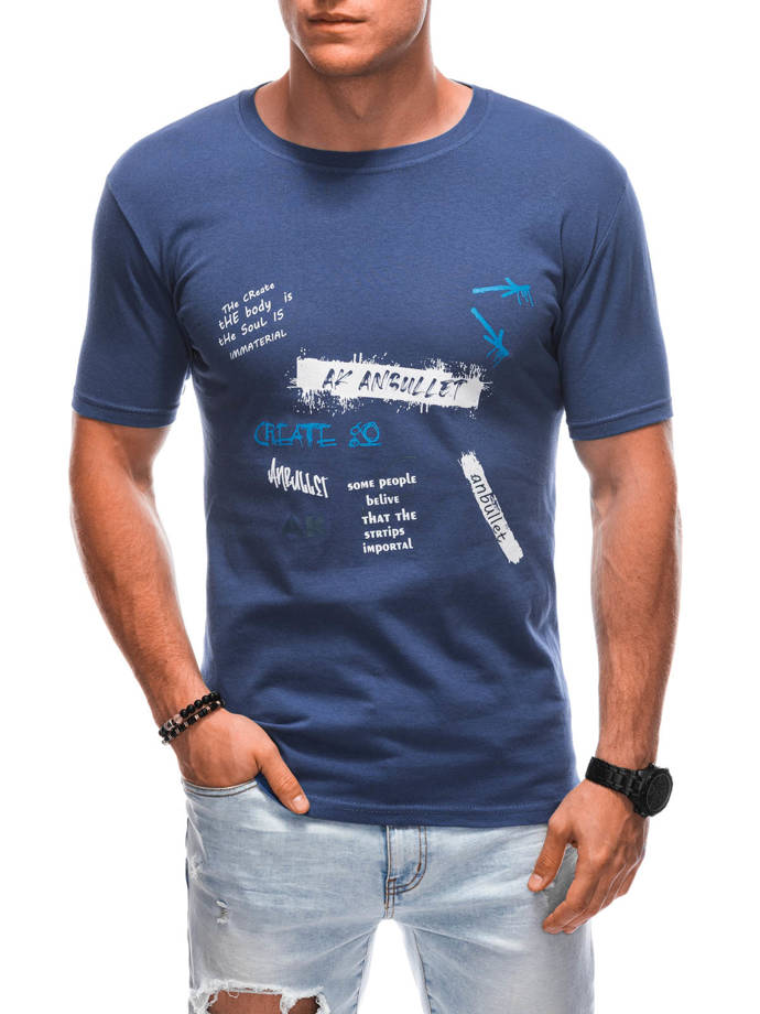 Men's printed t-shirt S1899 - blue