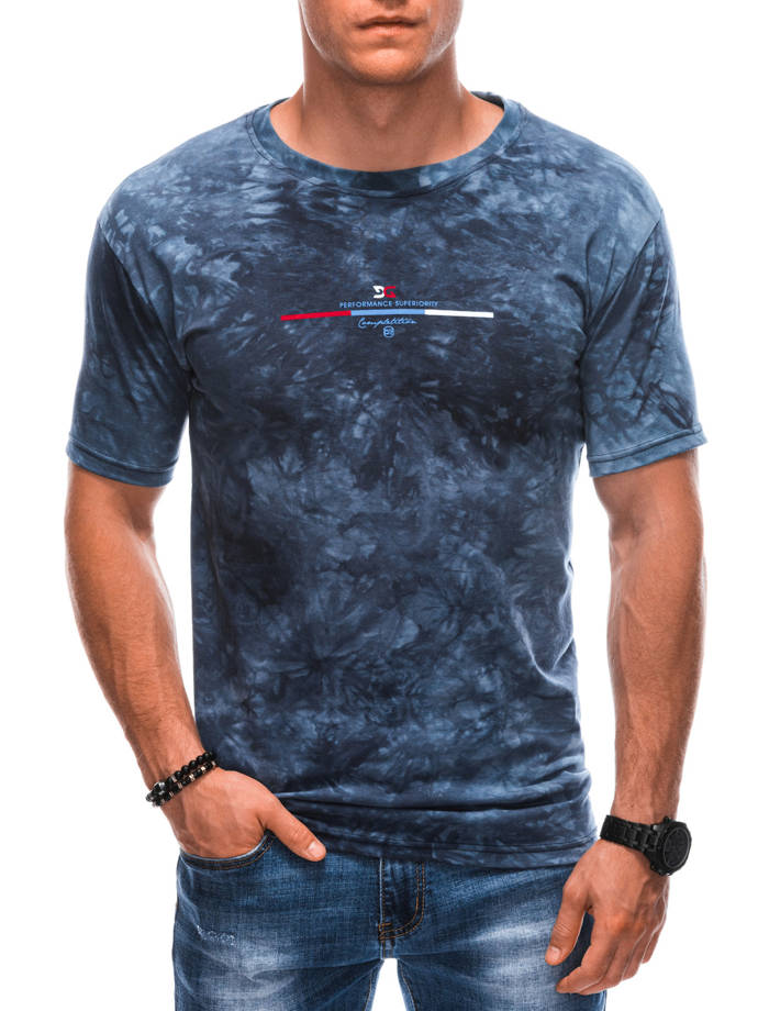 Men's printed t-shirt S1907 - navy blue