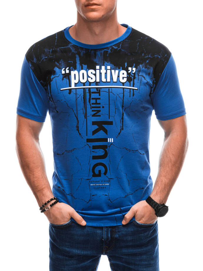 Men's printed t-shirt S1918 - blue