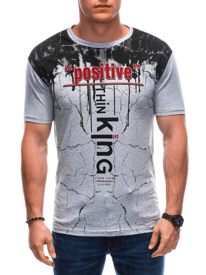 Men's printed t-shirt S1918 - grey