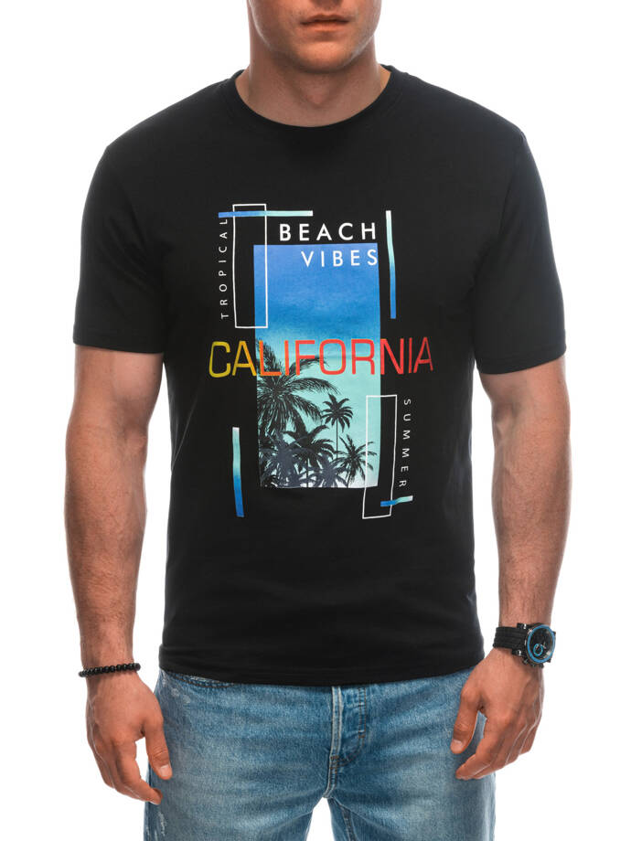 Men's printed t-shirt S1950 - black