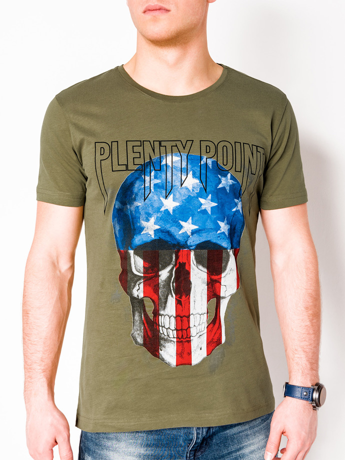 Men's printed t-shirt S993 - khaki