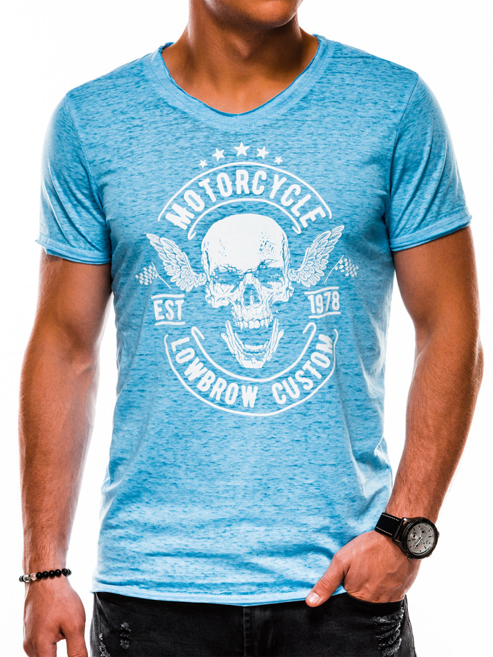 Men's printed t-shirt - blue S1147