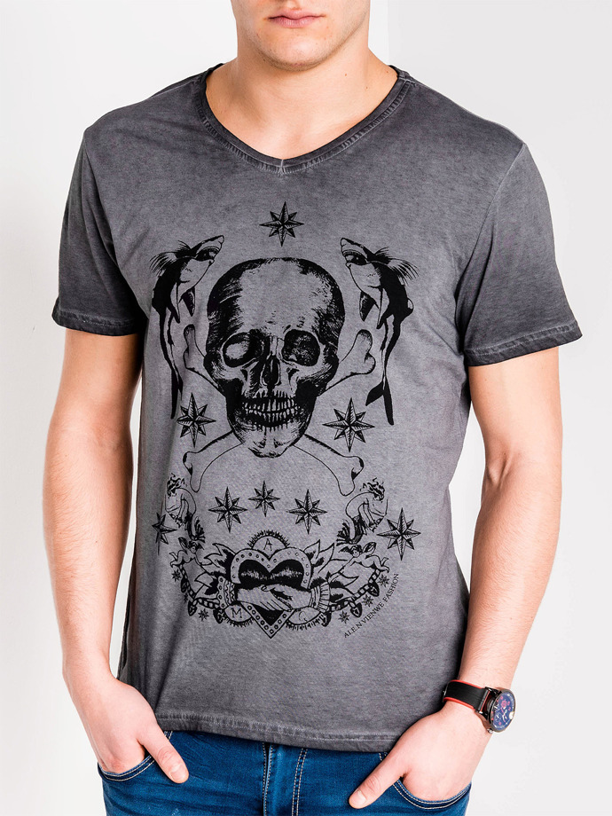 Men's printed t-shirt - dark grey S888