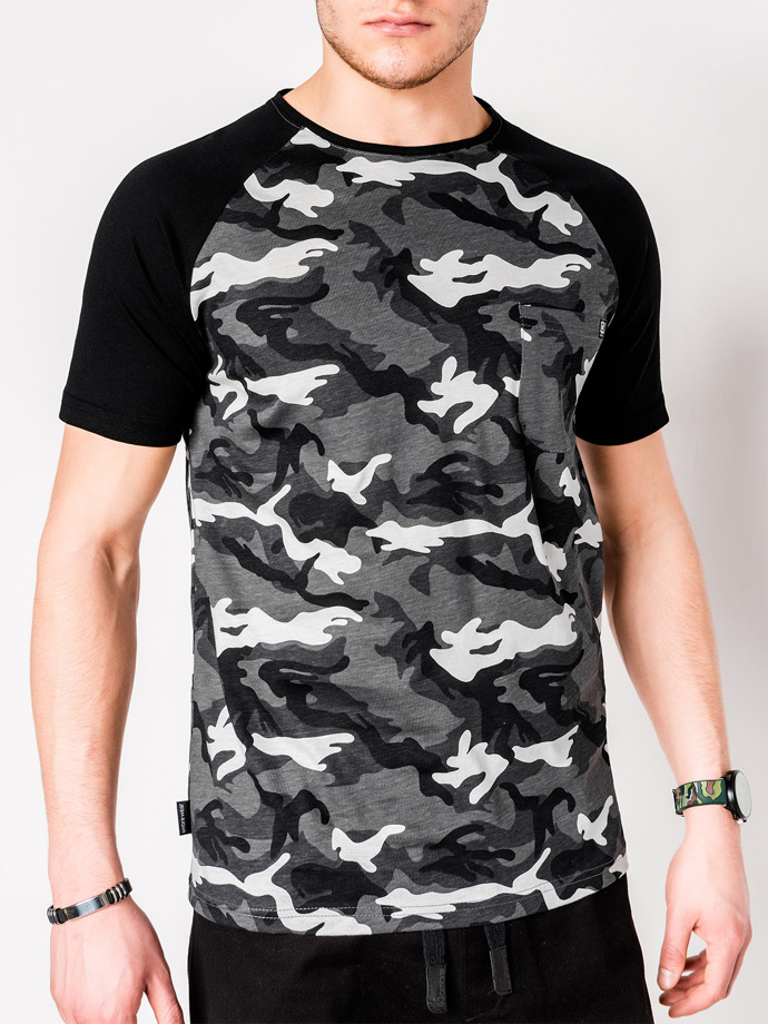 Men's printed t-shirt - grey/camo S1009