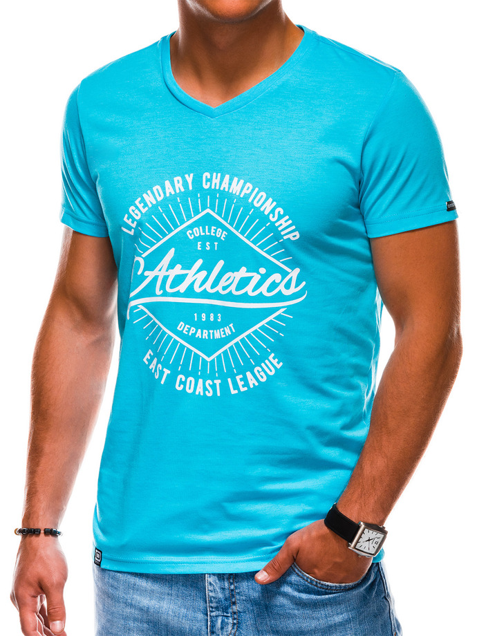 Men's printed t-shirt - light blue S1160