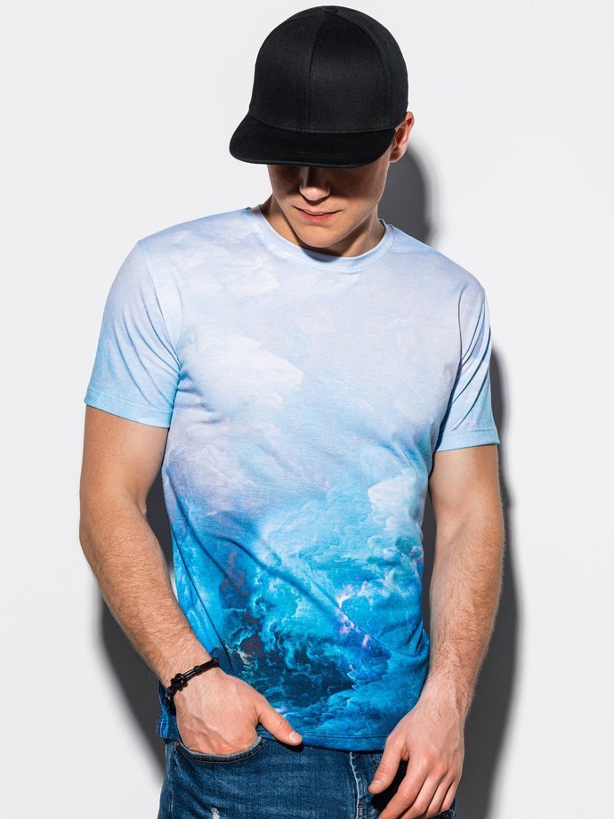 Men's printed t-shirt - light blue S1188