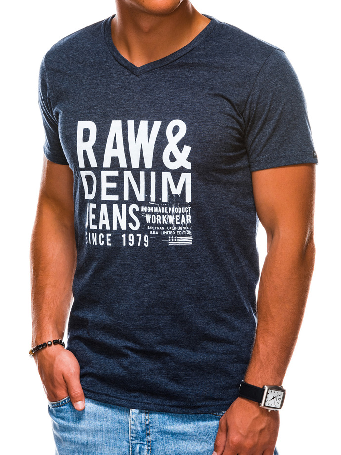 Men's printed t-shirt - navy S1155