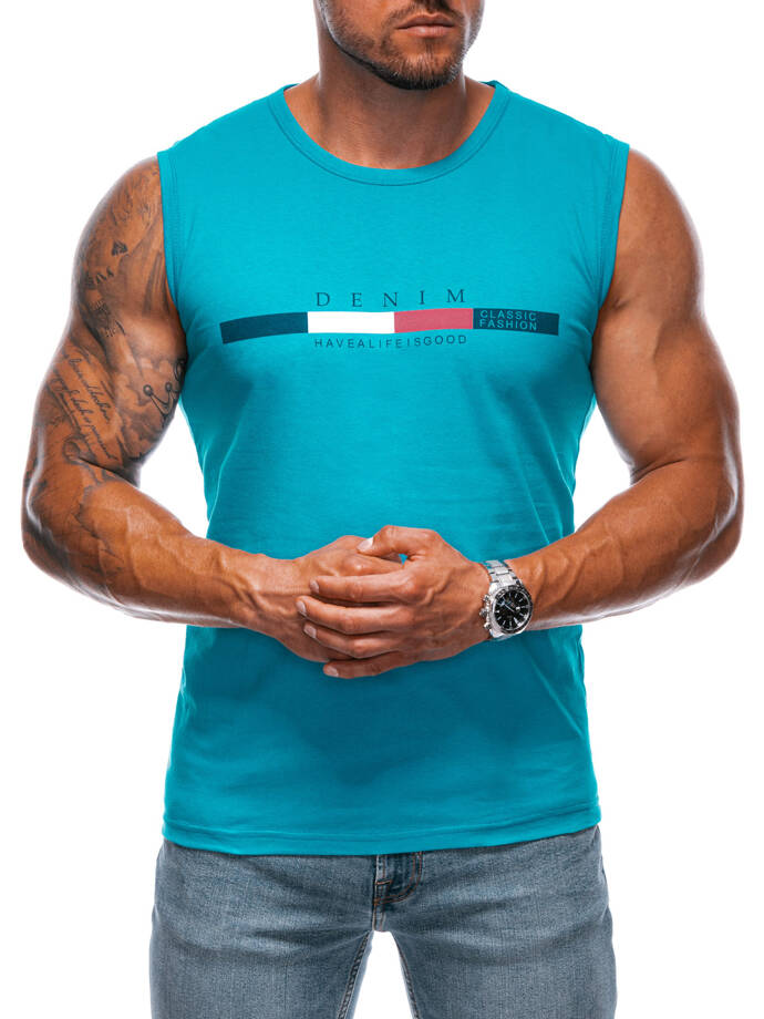 Men's printed tank top S1955 - light blue