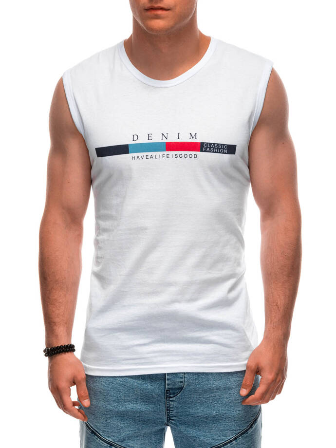 Men's printed tank top S1955 - white