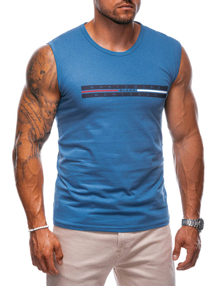 Men's printed tank top S1956 - blue