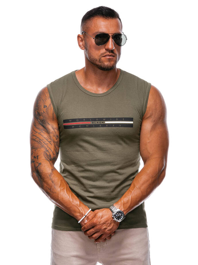 Men's printed tank top S1956 - khaki