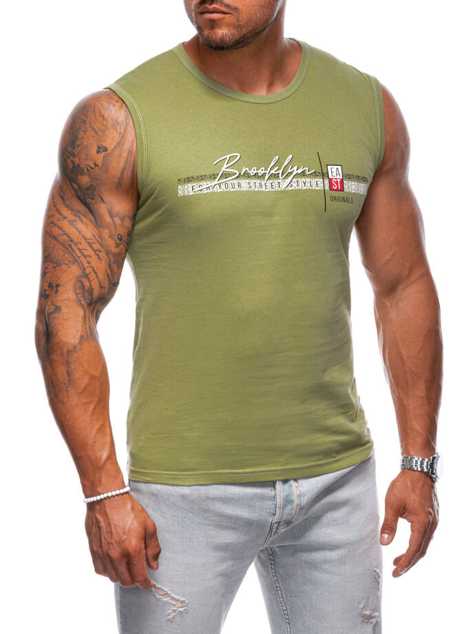 Men's printed tank top S1969 - light green