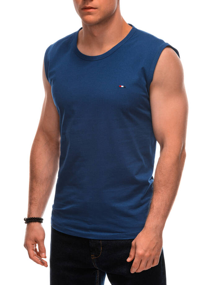 Men's printed tank top S1971 - dark blue