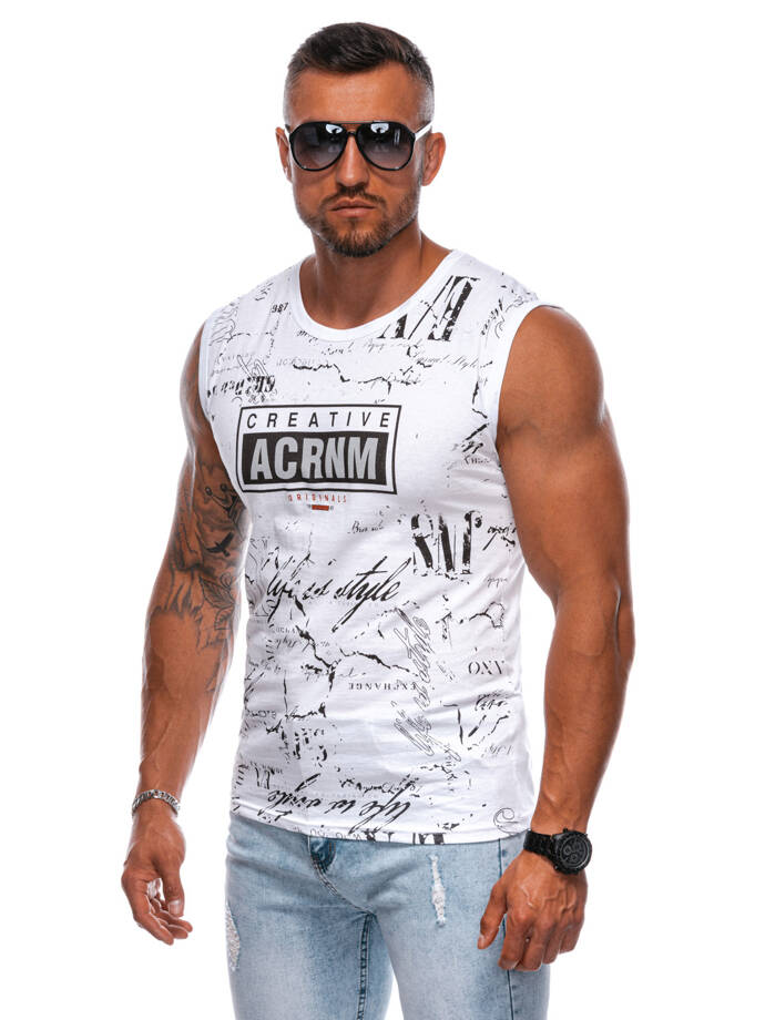 Men's printed tank top S1975 - white