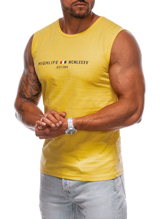 Men's printed tank top S1976 - yellow