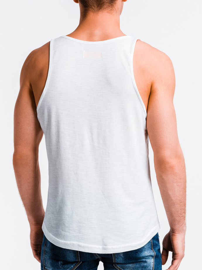 Men's printed tank top S827 - ecru | MODONE wholesale - Clothing For Men