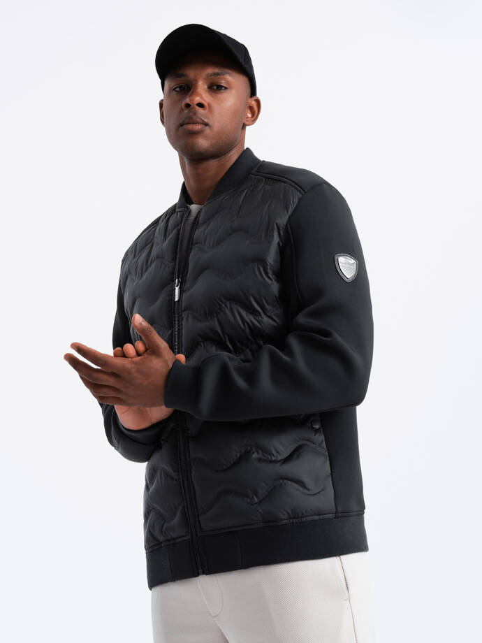 Men's quilted bomber jacket - black V1 OM-JALP-0141