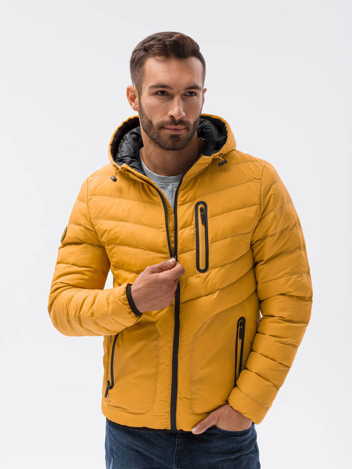 Men's quilted sports jacket - yellow V7 OM-JALP-0118