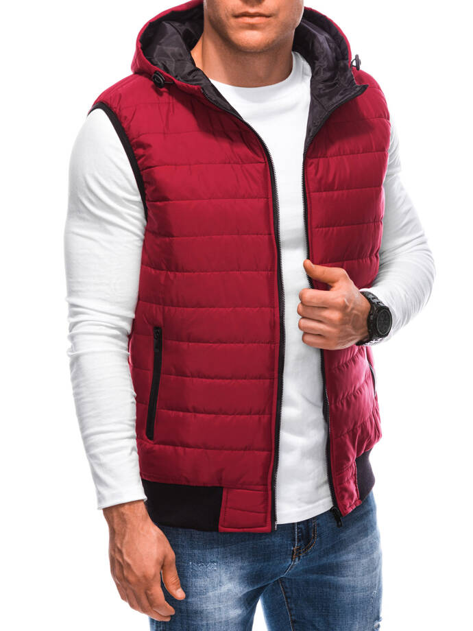Men's quilted vest V58 - red