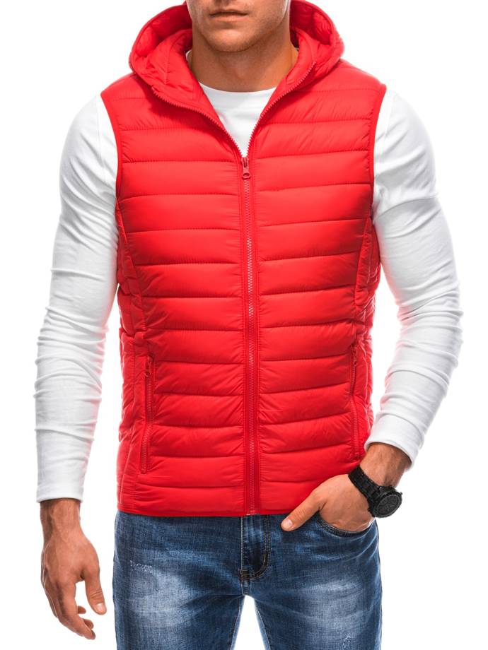 Men's quilted vest V61 - red