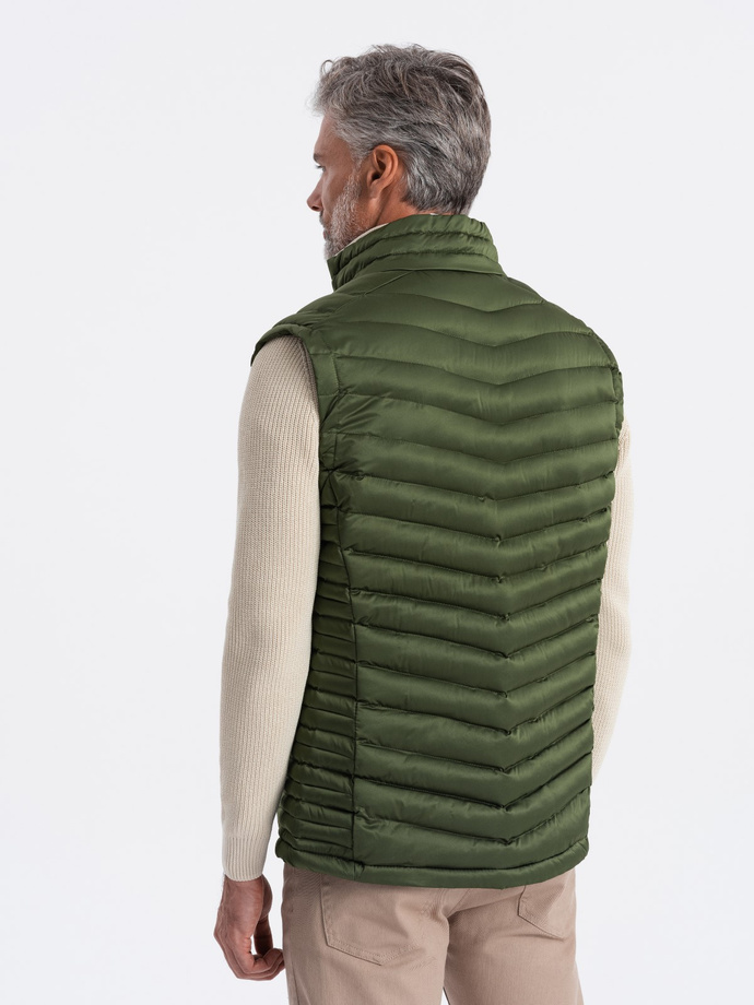 dark green quilted vest