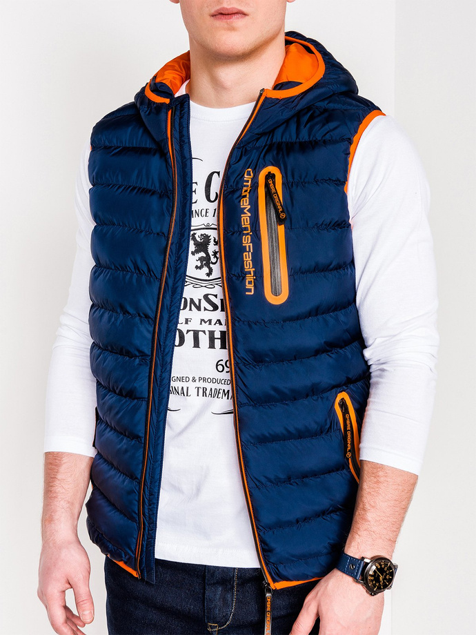 Men's quilted vest navy V41 MODONE wholesale Clothing For Men