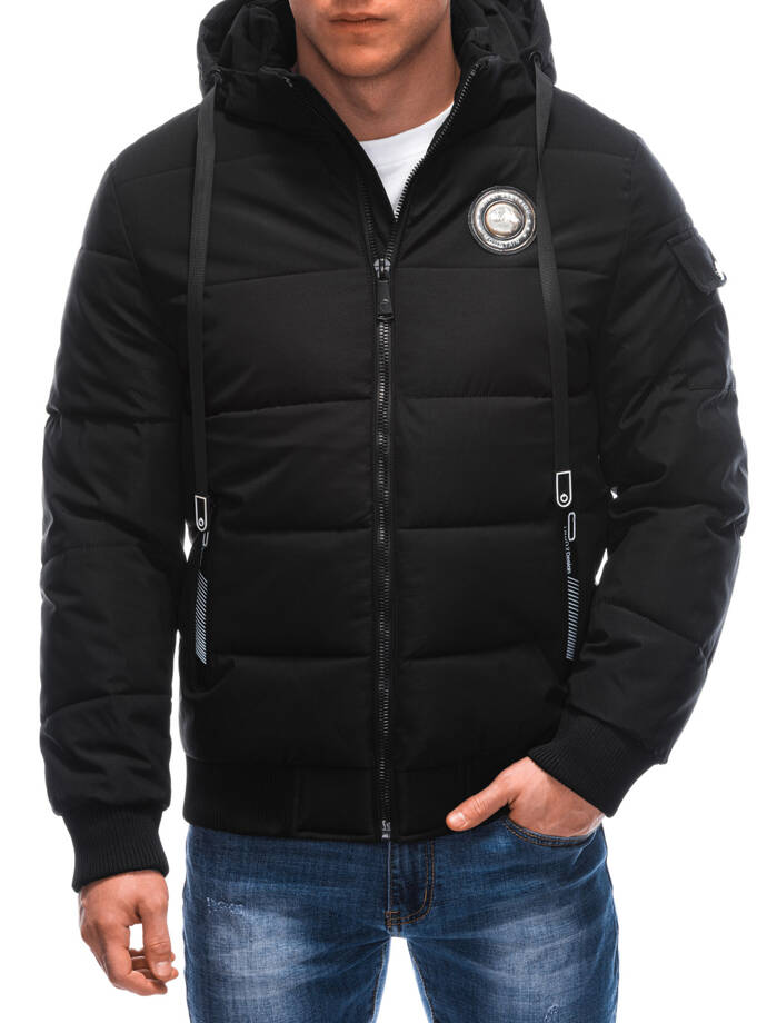 Men's quilted winter jacket 571C - black