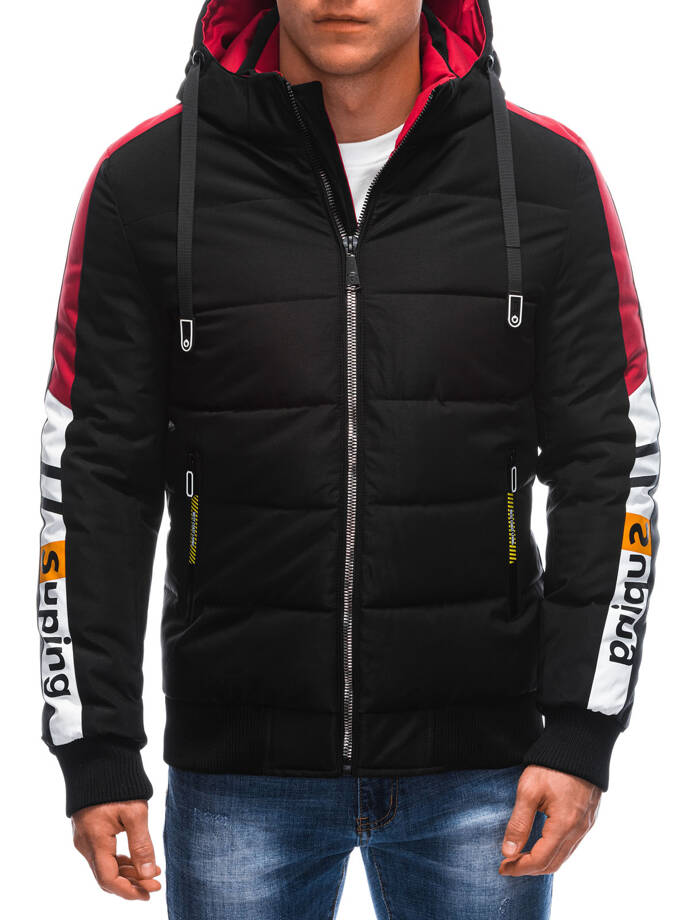 Men's quilted winter jacket 573C - black