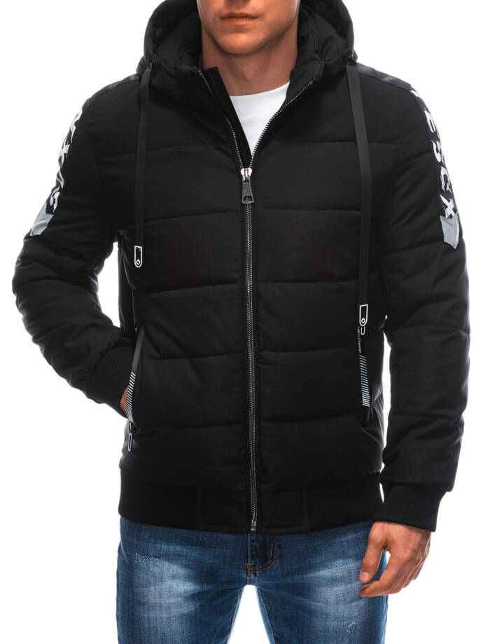 Men's quilted winter jacket 574C - black