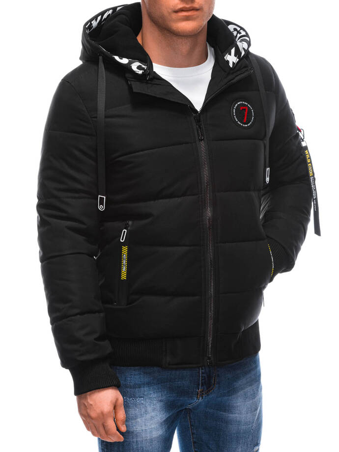 Men's quilted winter jacket 577C - black