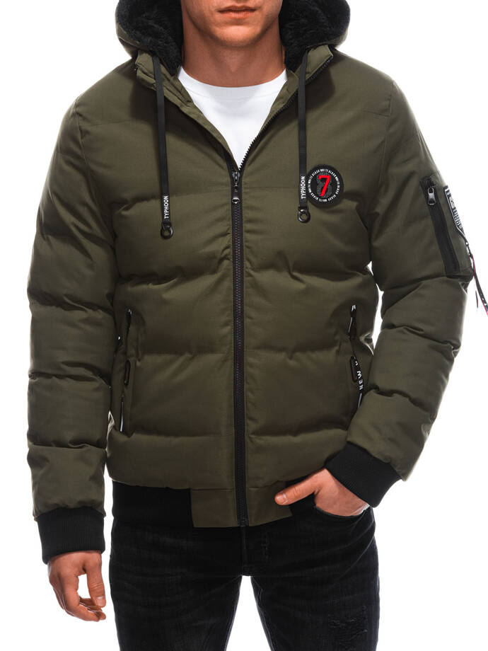 Men's quilted winter jacket 617C - khaki