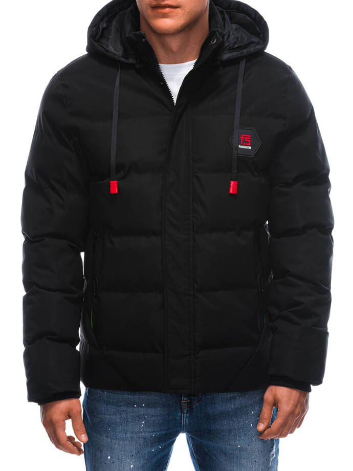 Men's quilted winter jacket 618C - black