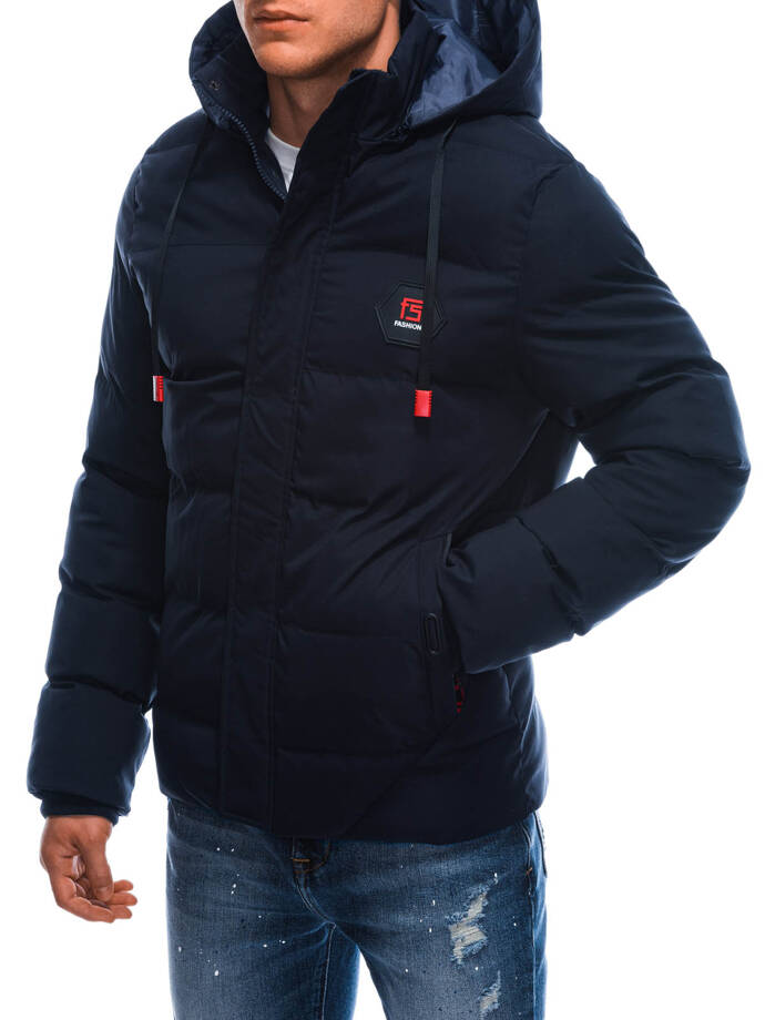 Men's quilted winter jacket 618C - navy blue