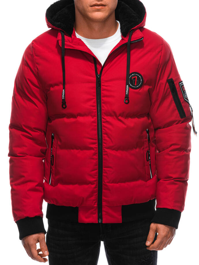 Men's quilted winter jacket C617 - red