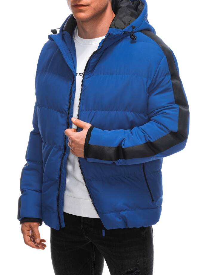 Men's quilted winter jacket - blue V3 EM-JAHP-0101