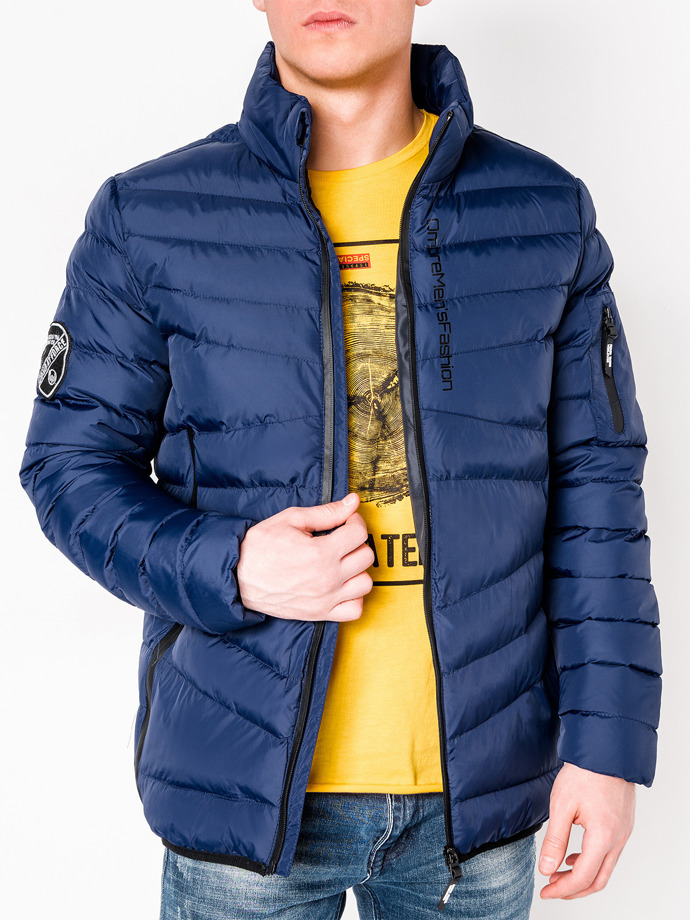 Men's quilted winter jacket - navy C314