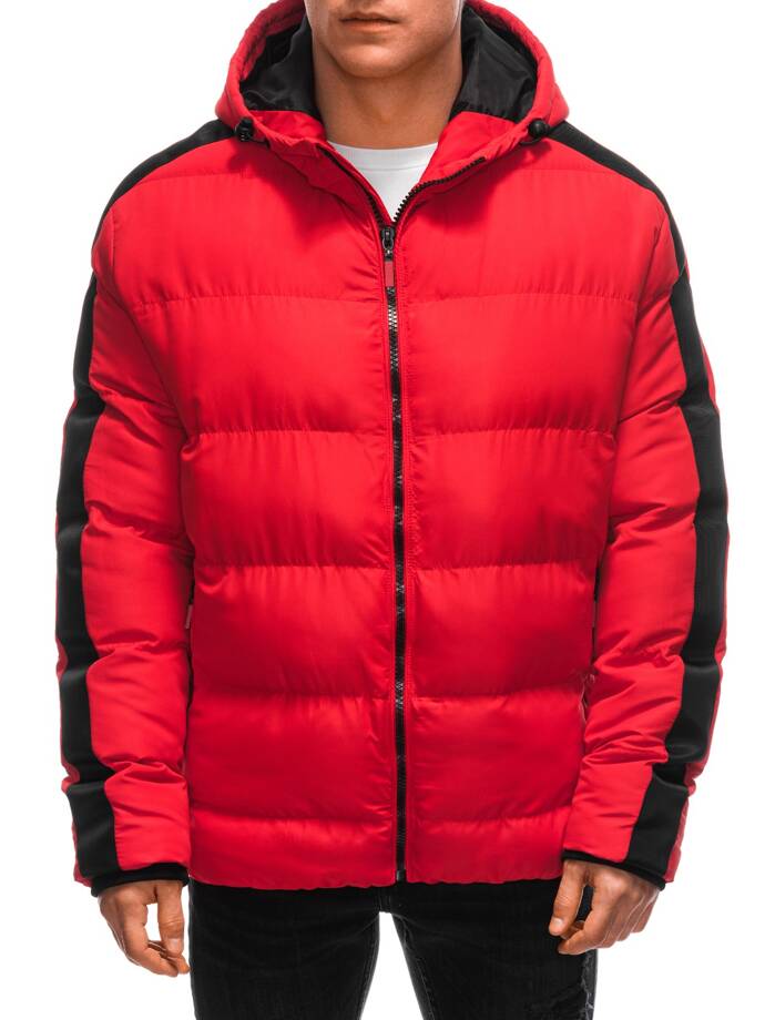 Men's quilted winter jacket - red V2 EM-JAHP-0101